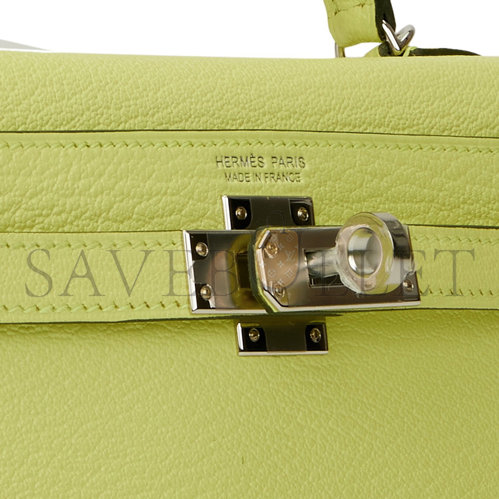 HERMÈS MASTER MINI KELLY II SELLIER JAUNE BOURGEON CHEVRE PALLADIUM HARDWARE (19*12*5.5cm)